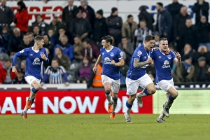 Framed Print : Cleverly and Besic: United in Victory - First Goals for Everton at St James Park Framed Print : Cleverly and Besic: United in Victory - First Goals for Everton at St James Park