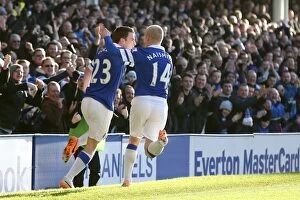 Images Dated 29th December 2013: Coleman and Naismith: Everton's Unforgettable Goal Celebration vs. Southampton (December 29, 2013)