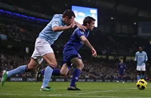 20 December 2010 Manchester City V Everton Prints: Coleman vs. Kolarov: A Football Rivalry - Manchester City vs. Everton (2010)