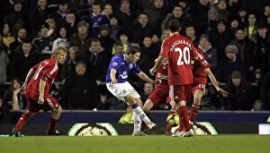 Images Dated 4th February 2009: Dan Gosling Scores the First Goal: Everton vs. Liverpool FA Cup Fourth Round Replay