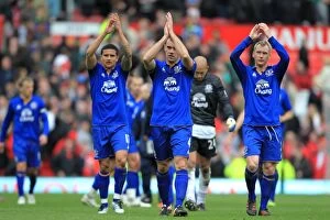 22 April 2012 v Manchester United, Old Trafford Collection: Darron Gibson's Emotional Tribute: Everton's Applause at Old Trafford vs Manchester United