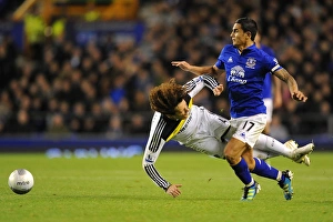 Carling Cup Prints: David Luiz vs. Tim Cahill: A Carling Cup Showdown at Goodison Park