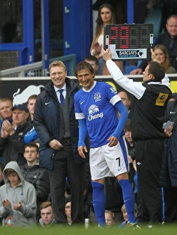 Everton 2 V West Ham United 0 : Goodison Park : 12-05-2013 Prints: David Moyes Amusement: Everton's Substitution of Nikica Jelavic Seals 2-0 Victory over West Ham United (12-05-2013)