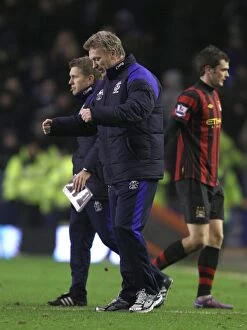 Images Dated 31st January 2012: David Moyes and Everton Team Celebrate Premier League Victory Over Manchester City