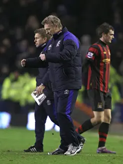 David Moyes and Everton Team Celebrate Premier League Victory Over Manchester City (31 January 2012, Goodison Park)