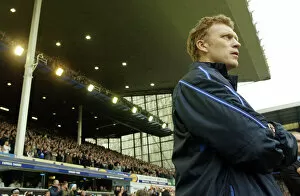 Everton 1 Liverpool 0 Collection: David Moyes watches on