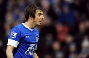 Images Dated 15th December 2012: Decisive Draw at Britannia Stadium: Leighton Baines in Action for Everton vs Stoke City (BPL)
