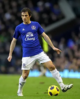 11 December 2010 Everton V Wigan Athletic Prints: Decisive Moment: Leighton Baines at Goodison Park - Everton vs Wigan Athletic