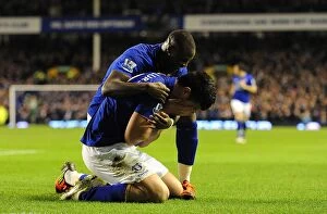 FA Cup - Round 4 - Everton v Fulham - 27 January 2012 Collection: Denis Stracqualursi and Magaye Gueye: Everton's Emotional First-Goal Celebration in FA Cup Fourth