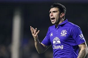 Images Dated 31st January 2012: Denis Stracqualursi's Premier League Debut: Everton vs Manchester City (31 January 2012)