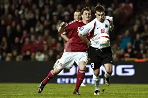 Blues On International Duty Prints: Denmarks Jacobsen fights for the ball with Albanias Hamdi Salihi during their 2010 World Cup qualifying soccer match