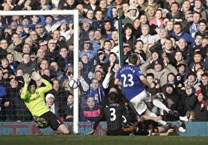 29 January 2011 Everton v Chelsea Collection: Determined Clash: Seamus Coleman's Thwarted Shot vs. Petr Cech (FA Cup Fourth Round, 2011)
