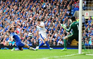 Chelsea 2 V Everton 1 : Stamford Bridge : 19-05-2013 Prints: Determined Moment: Kevin Mirallas's Shot Against Chelsea (19-05-2013)