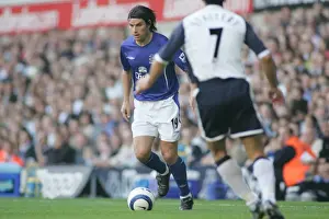 Determined Stride: Nuno Valente of Everton Football Club Marches Forward with the Ball