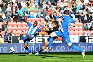 Wigan Athletic 2 V Everton 2 : DW Stadium : 06-10-2012 Prints: Determined Strike: Jelavic vs. Wigan Athletic - Everton's Dramatic Equalizer in BPL Clash (2-2)