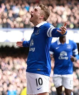 Images Dated 15th March 2014: Deulofeu Strikes: Everton Takes the Lead Against Cardiff City in Premier League (15-03-2014)