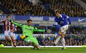 Images Dated 30th November 2013: Deulofeu Strikes: Everton's Game-Changing Goal in 4-0 Victory over Stoke City (Nov 30)