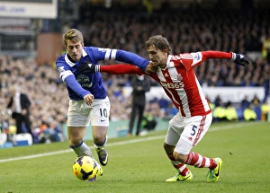 Everton 4 V Stoke City 0 : Goodison Park : 30-11-2013 Prints: Deulofeu vs Muniesa: Everton vs Stoke City - Battle for Ball in Premier League