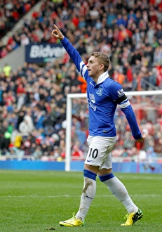 Sunderland 0 V Everton 1 : Stadium Of Light : 12-04-2014 Prints: Deulofeu's Decisive Strike: Everton's Triumph at Sunderland's Stadium of Light (April 12)