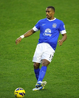Everton 1 V Norwich City 1 : Goodison Park : 24-11-2012 Prints: Distin at Goodison: Everton vs Norwich City - Draw in the Barclays Premier League (24-11-2012)