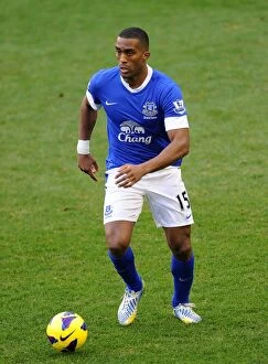 Images Dated 12th January 2013: Distin's Determined Defence: Everton vs Swansea City - Scoreless Barclays Premier League Draw