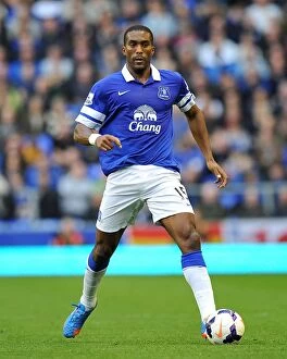 Images Dated 19th October 2013: Distin's Header: Everton's Win Against Hull City in the Barclays Premier League (19-10-2013)