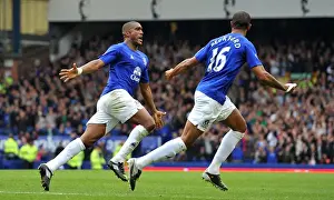 Framed Print : Distin's Historic Goal: Everton's Victory Over Manchester City (May 2011, Barclays Premier League) Framed Print : Distin's Historic Goal: Everton's Victory Over Manchester City (May 2011, Barclays Premier League)