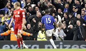 Framed Print : Distin's Strike: Everton's Thrilling Opener Against Liverpool at Anfield (January 16, 2011, Barclays Premier League) Framed Print : Distin's Strike: Everton's Thrilling Opener Against Liverpool at Anfield (January 16, 2011, Barclays Premier League)