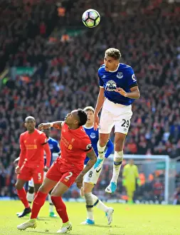 Soccer Football Prints: Dominic Calvert-Lewin vs. Nathaniel Clyne: Intense Rivalry at Anfield - Premier League: Liverpool vs
