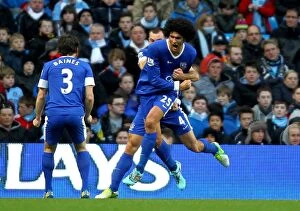 Manchester City 1 v Everton 1 : Etihad Stadium : 01-12-2012 Collection: Dramatic Equalizer: Fellaini Stuns Manchester City with Last-Minute Goal