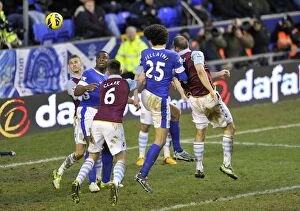 Images Dated 2nd February 2013: Dramatic Header by Marouane Fellaini: Everton vs. Aston Villa's Thrilling 3-3 Draw