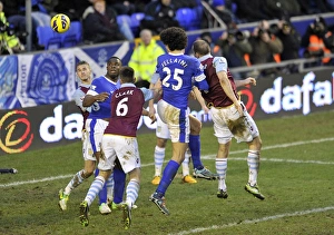 Everton 3 V Aston Villa 3 : Goodison Park : 02-02-2013 Prints: Dramatic Header by Marouane Fellaini: Everton vs