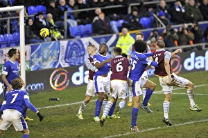 Everton 3 V Aston Villa 3 : Goodison Park : 02-02-2013 Prints: Dramatic Header: Marouane Fellaini Saves a Point for Everton against Aston Villa (02-02-2013)