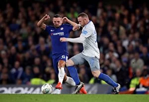 Images Dated 25th October 2017: Drinkwater vs Rooney: Battle for the Ball in the Carabao Cup Fourth Round at Stamford Bridge