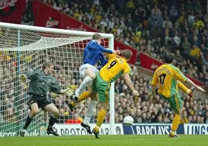 Norwich 2 Everton 3 Collection: Duncan Ferguson heads home a late winner