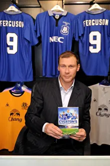 Player Feature Prints: Duncan Ferguson Signs Everton's Premier League Greatest XI DVD at Everton Two Store