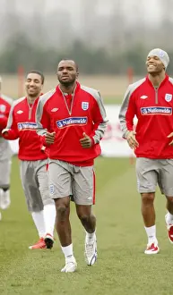 Blues On International Duty Prints: England Training: Darren Bent of Everton in Action at London Colney (March 2009)