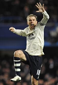 4 December 2010 Chelsea v Everton Collection: Euphoria Unleashed: Phil Neville's Iconic Reaction to Jermaine Beckford's Game-Changing Equalizer
