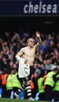 Images Dated 19th February 2011: Euphoria Unleashed: Phil Neville's Iconic FA Cup Celebration vs. Chelsea