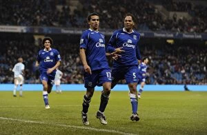 Images Dated 13th December 2008: Euphoria Unleashed: Tim Cahill's Iconic Goal Celebration - Everton's Historic First Against
