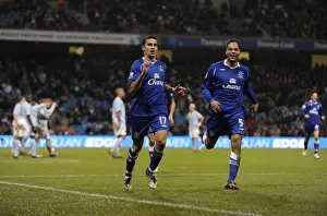 Man City V Everton Prints: Euphoric Tim Cahill: Scoring Everton's Historic First Goal Against Manchester City (08/09)