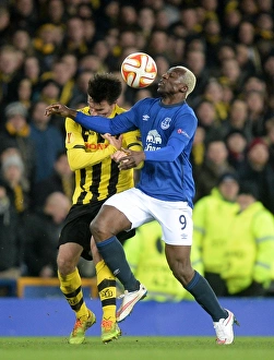 Full Length Evertonftp Prints: Europa League Showdown: Arouna Kone vs Alain Rochat Clash at Goodison Park