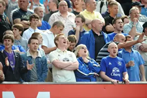 23 April 2011 Manchester United V Everton Prints: Everton Fans Unite: A Sea of Passion at Old Trafford (23 April 2011)