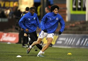 Images Dated 16th February 2013: Everton FC: Fellaini and Distin Gear Up for FA Cup Showdown against Oldham Athletic