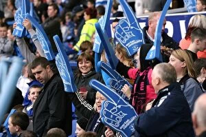 Images Dated 30th October 2010: Everton FC: Half-Time Showdown - Sea of Giant Foam Hands vs Stoke City