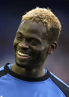 Carling Cup Prints: Everton FC: Louis Saha's Focused Pre-Match Training at Goodison Park Ahead of Everton vs Huddersfield Town