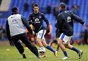 Everton 2 V Manchester City 0 : Goodison Park : 16-03-2013 Prints: Everton FC: Pre-Match Huddle - Everton vs Manchester City (Kevin Mirallas)