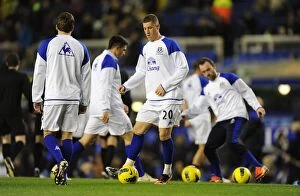 Images Dated 21st December 2011: Everton FC: Ross Barkley and Team Mates Prepare for Everton v Swansea City at Goodison Park