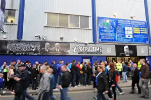 Carling Cup Prints: Everton FC: Thrilled Fans Gathering Outside Goodison Park for Everton vs Huddersfield Town Carling Cup Match (2010)