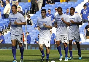 01 October 2011 Everton v Liverpool Collection: Everton FC vs Liverpool: Pre-Game Warm-Up at Goodison Park - Everton Players Gear Up for